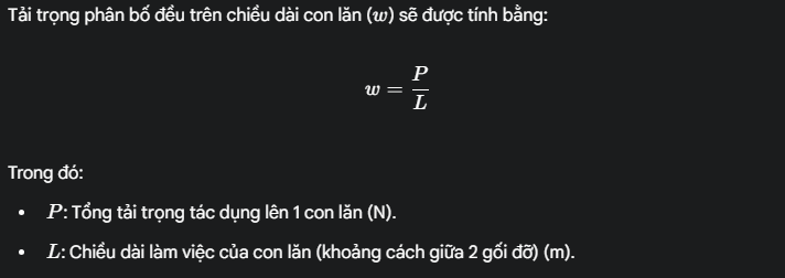 Công thức xác định tải trọng trên mỗi con lăn