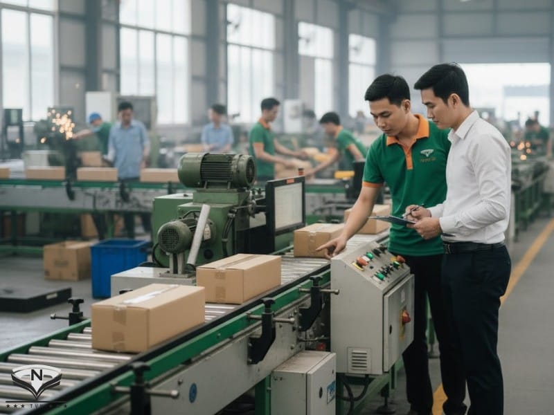 xưởng cơ khí TVN tư vấn băng tải cho khách hàng