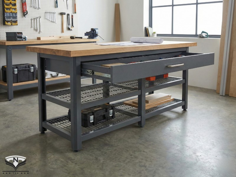 Bàn thao tác khung thép sơn tĩnh điện chịu tải nặng