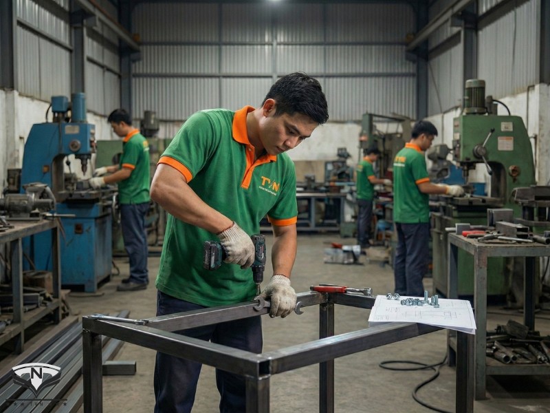Xưởng gia công cơ khí TVN sản xuất bàn thao tác