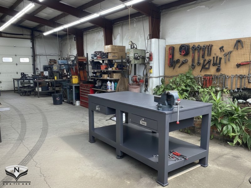 Bàn nguội cơ khí chịu lực gắn ê tô