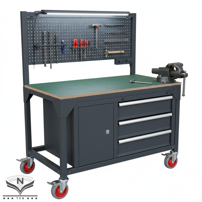 Bàn nguội gia công cơ khí mặt bàn gỗ MDF