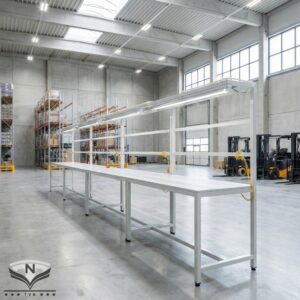 Bàn thao thác khung thép cho nhà xưởng logistic