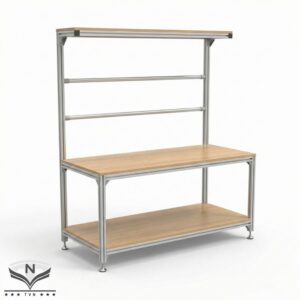 Bàn thao tác mặt gỗ khung nhôm